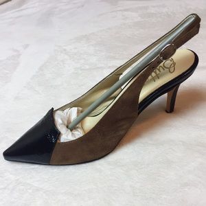 Butter Suede & Leather Slingback Kitten Heels